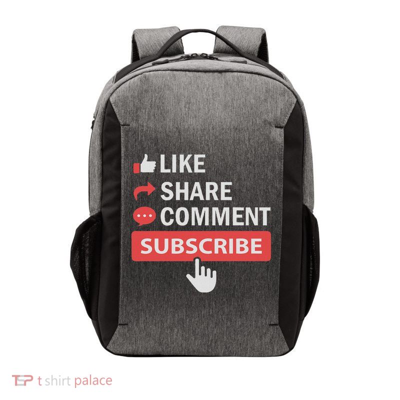 Like Share Subscribe Comment Video Livestream Blogging Vector Backpack