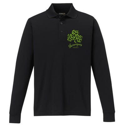 Leopard Shenanigan Squad st patrick green Shamrock Performance Long Sleeve Polo