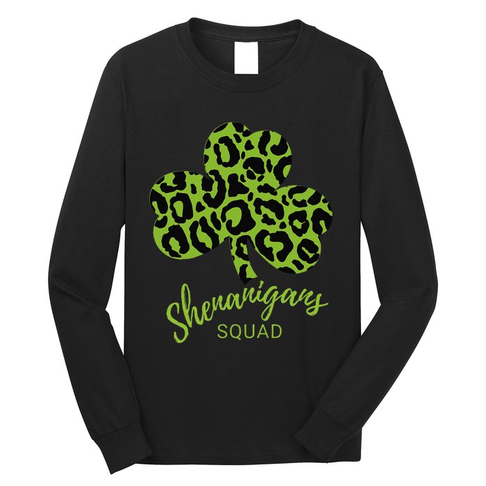 Leopard Shenanigan Squad st patrick green Shamrock Long Sleeve Shirt