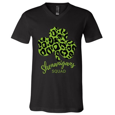 Leopard Shenanigan Squad st patrick green Shamrock V-Neck T-Shirt