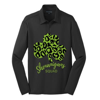 Leopard Shenanigan Squad st patrick green Shamrock Silk Touch Performance Long Sleeve Polo