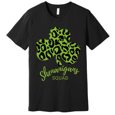 Leopard Shenanigan Squad st patrick green Shamrock Premium T-Shirt