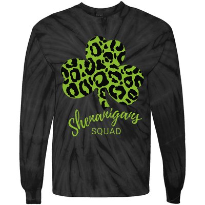 Leopard Shenanigan Squad st patrick green Shamrock Tie-Dye Long Sleeve Shirt