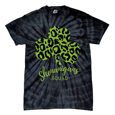 Leopard Shenanigan Squad st patrick green Shamrock Tie-Dye T-Shirt