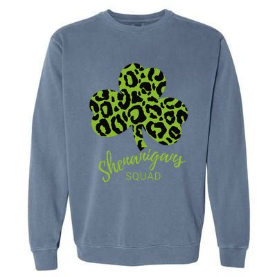 Leopard Shenanigan Squad st patrick green Shamrock Garment-Dyed Sweatshirt