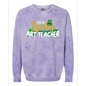 Lucky Shamrock St Patricks Day Im A Lucky Art Teacher Great Gift Colorblast Crewneck Sweatshirt