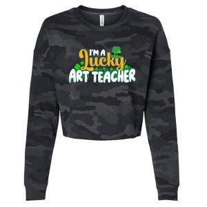 Lucky Shamrock St Patricks Day Im A Lucky Art Teacher Great Gift Cropped Pullover Crew