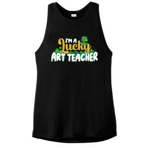 Lucky Shamrock St Patricks Day Im A Lucky Art Teacher Great Gift Ladies PosiCharge Tri-Blend Wicking Tank