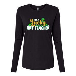 Lucky Shamrock St Patricks Day Im A Lucky Art Teacher Great Gift Womens Cotton Relaxed Long Sleeve T-Shirt