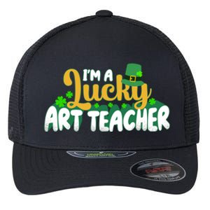 Lucky Shamrock St Patricks Day Im A Lucky Art Teacher Great Gift Flexfit Unipanel Trucker Cap