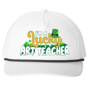 Lucky Shamrock St Patricks Day Im A Lucky Art Teacher Great Gift Snapback Five-Panel Rope Hat