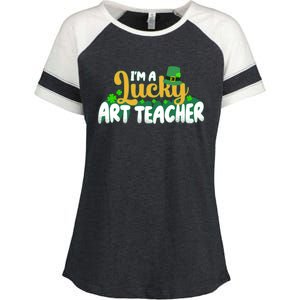 Lucky Shamrock St Patricks Day Im A Lucky Art Teacher Great Gift Enza Ladies Jersey Colorblock Tee