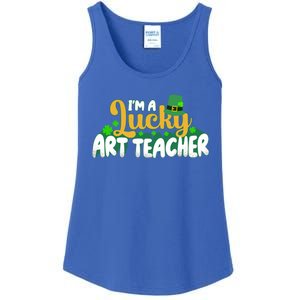 Lucky Shamrock St Patricks Day Im A Lucky Art Teacher Great Gift Ladies Essential Tank