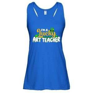 Lucky Shamrock St Patricks Day Im A Lucky Art Teacher Great Gift Ladies Essential Flowy Tank