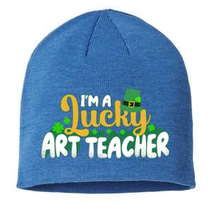 Lucky Shamrock St Patricks Day Im A Lucky Art Teacher Great Gift Sustainable Beanie