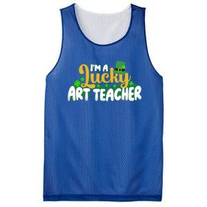 Lucky Shamrock St Patricks Day Im A Lucky Art Teacher Great Gift Mesh Reversible Basketball Jersey Tank