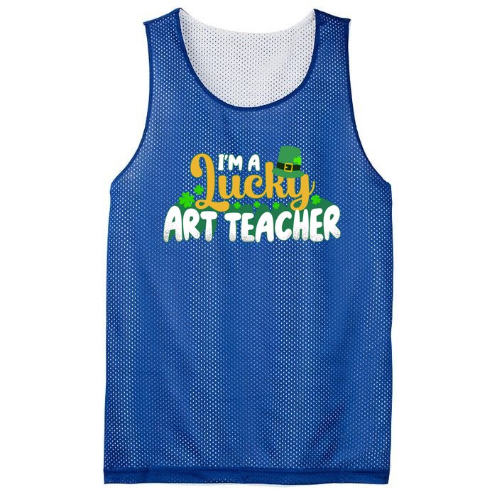 Lucky Shamrock St Patricks Day Im A Lucky Art Teacher Great Gift Mesh Reversible Basketball Jersey Tank