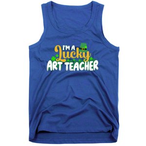 Lucky Shamrock St Patricks Day Im A Lucky Art Teacher Great Gift Tank Top