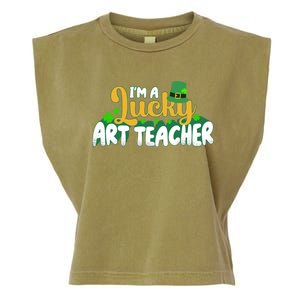 Lucky Shamrock St Patricks Day Im A Lucky Art Teacher Great Gift Garment-Dyed Women's Muscle Tee