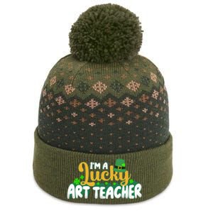 Lucky Shamrock St Patricks Day Im A Lucky Art Teacher Great Gift The Baniff Cuffed Pom Beanie