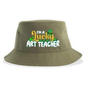 Lucky Shamrock St Patricks Day Im A Lucky Art Teacher Great Gift Sustainable Bucket Hat