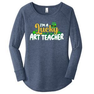 Lucky Shamrock St Patricks Day Im A Lucky Art Teacher Great Gift Women's Perfect Tri Tunic Long Sleeve Shirt