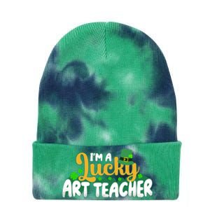 Lucky Shamrock St Patricks Day Im A Lucky Art Teacher Great Gift Tie Dye 12in Knit Beanie