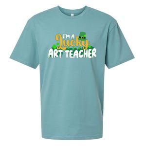 Lucky Shamrock St Patricks Day Im A Lucky Art Teacher Great Gift Sueded Cloud Jersey T-Shirt