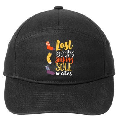 Lost Socks Seeking Sole Mates Funny Pun About Finding Love Gift 7-Panel Snapback Hat