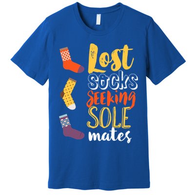 Lost Socks Seeking Sole Mates Funny Pun About Finding Love Gift Premium T-Shirt