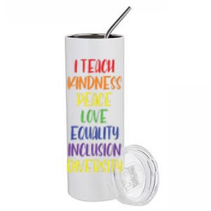 Lgbtq Support Teach Kindness Peace Love Equality Diversity Gift Stainless Steel Tumbler