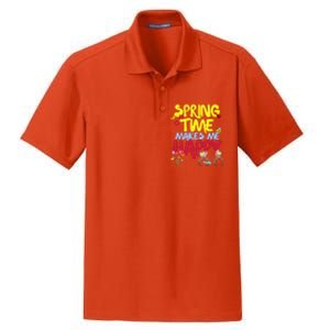 Ladies Spring Time Makes Me Happy Cute Summer Weather Tops Dry Zone Grid Polo