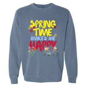 Ladies Spring Time Makes Me Happy Cute Summer Weather Tops Garment-Dyed Sweatshirt