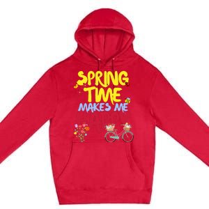 Ladies Spring Time Makes Me Happy Cute Summer Weather Tops Premium Pullover Hoodie