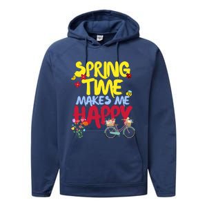 Ladies Spring Time Makes Me Happy Cute Summer Weather Tops Performance Fleece Hoodie