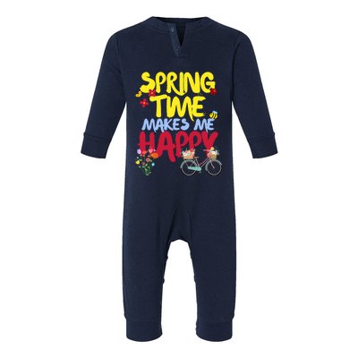 Ladies Spring Time Makes Me Happy Cute Summer Weather Tops Infant Fleece One Piece