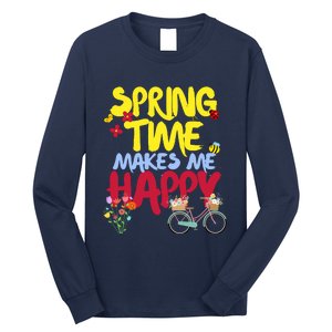 Ladies Spring Time Makes Me Happy Cute Summer Weather Tops Long Sleeve Shirt