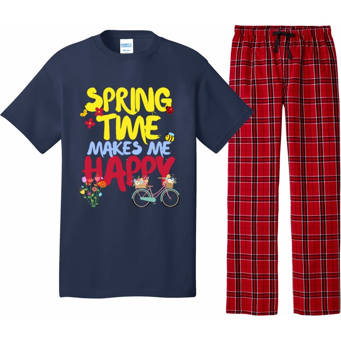 Ladies Spring Time Makes Me Happy Cute Summer Weather Tops Pajama Set