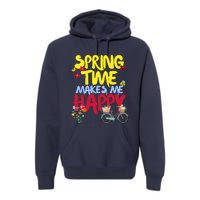 Ladies Spring Time Makes Me Happy Cute Summer Weather Tops Premium Hoodie