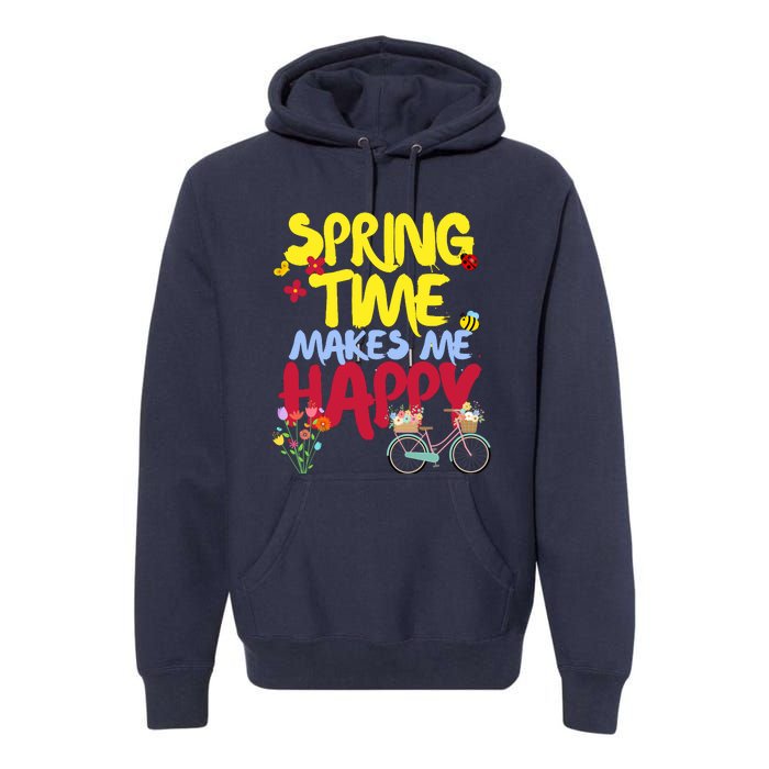 Ladies Spring Time Makes Me Happy Cute Summer Weather Tops Premium Hoodie