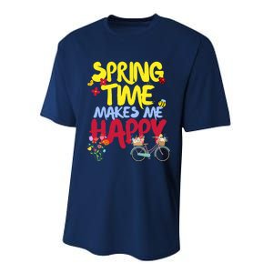 Ladies Spring Time Makes Me Happy Cute Summer Weather Tops Performance Sprint T-Shirt