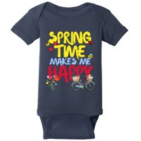 Ladies Spring Time Makes Me Happy Cute Summer Weather Tops Baby Bodysuit