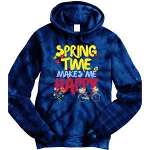 Ladies Spring Time Makes Me Happy Cute Summer Weather Tops Tie Dye Hoodie