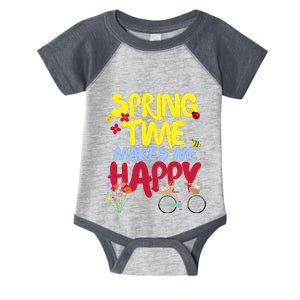 Ladies Spring Time Makes Me Happy Cute Summer Weather Tops Infant Baby Jersey Bodysuit