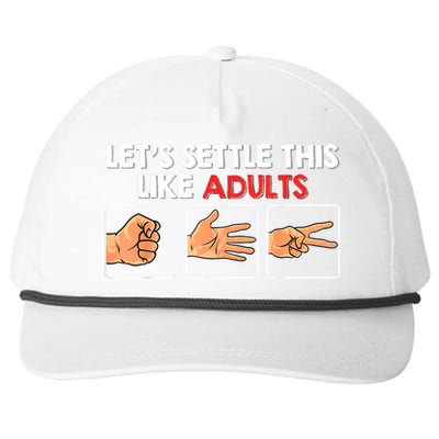 Lets Settle This Like Adults Funny Rock Paper Scissor Snapback Five-Panel Rope Hat