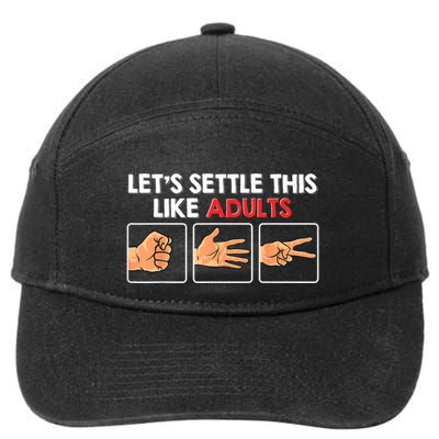 Lets Settle This Like Adults Funny Rock Paper Scissor 7-Panel Snapback Hat