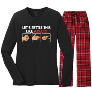 Lets Settle This Like Adults Funny Rock Paper Scissor Women's Long Sleeve Flannel Pajama Set 