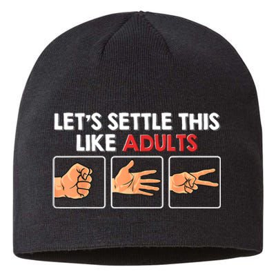 Lets Settle This Like Adults Funny Rock Paper Scissor Sustainable Beanie