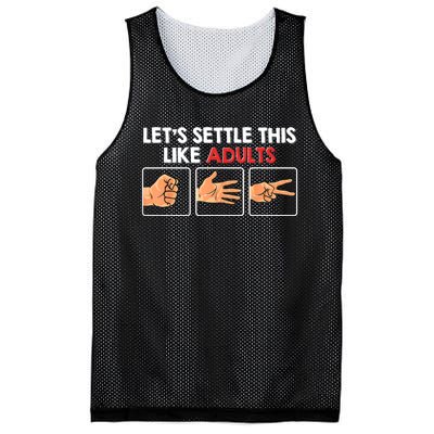 Lets Settle This Like Adults Funny Rock Paper Scissor Mesh Reversible Basketball Jersey Tank