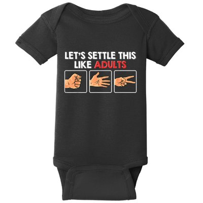 Lets Settle This Like Adults Funny Rock Paper Scissor Baby Bodysuit